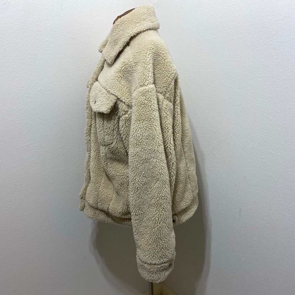Free People Teddy Bear Sherpa Snap Button Jacket Womens Size Medium - Picture 3 of 7